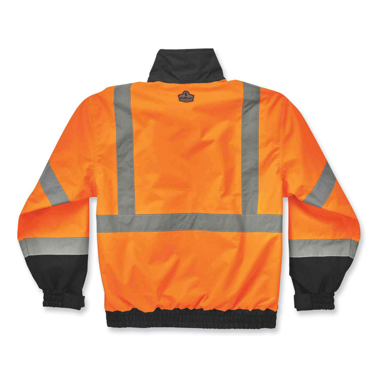 GloWear 8379 Class 3 Hi-Vis Fleece Lined Bomber Jacket, Orange, Medium