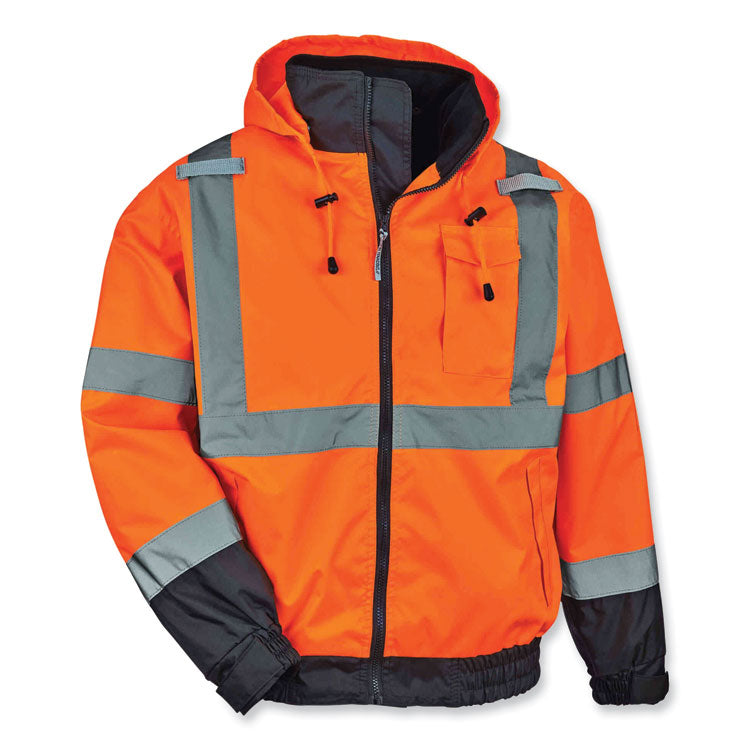 GloWear 8379 Class 3 Hi-Vis Fleece Lined Bomber Jacket, Orange, Large