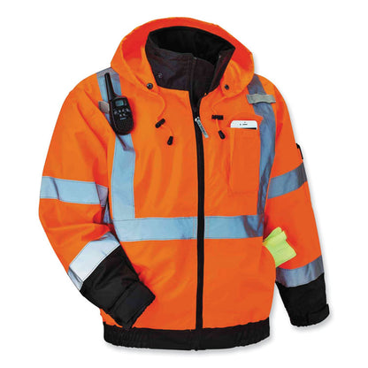 GloWear 8379 Class 3 Hi-Vis Fleece Lined Bomber Jacket, Orange, Large