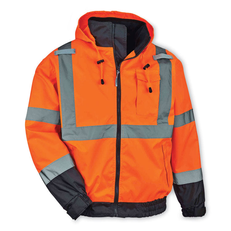 GloWear 8379 Class 3 Hi-Vis Fleece Lined Bomber Jacket, Orange, X-Large