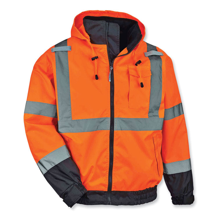 GloWear 8379 Class 3 Hi-Vis Fleece Lined Bomber Jacket, Orange, 5X-Large