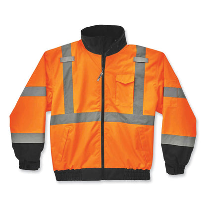 GloWear 8379 Class 3 Hi-Vis Fleece Lined Bomber Jacket, Orange, 5X-Large