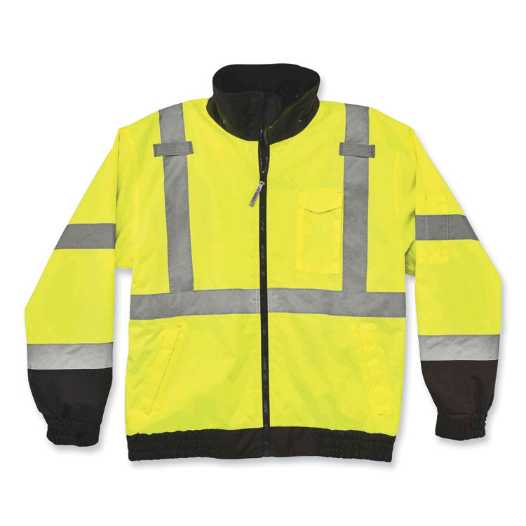 GloWear 8379 Class 3 Hi-Vis Fleece Lined Bomber Jacket, Lime, Small