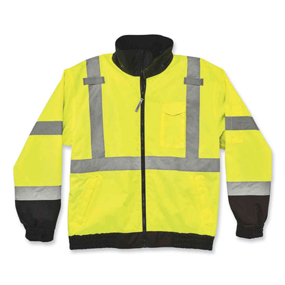 GloWear 8379 Class 3 Hi-Vis Fleece Lined Bomber Jacket, Lime, Medium