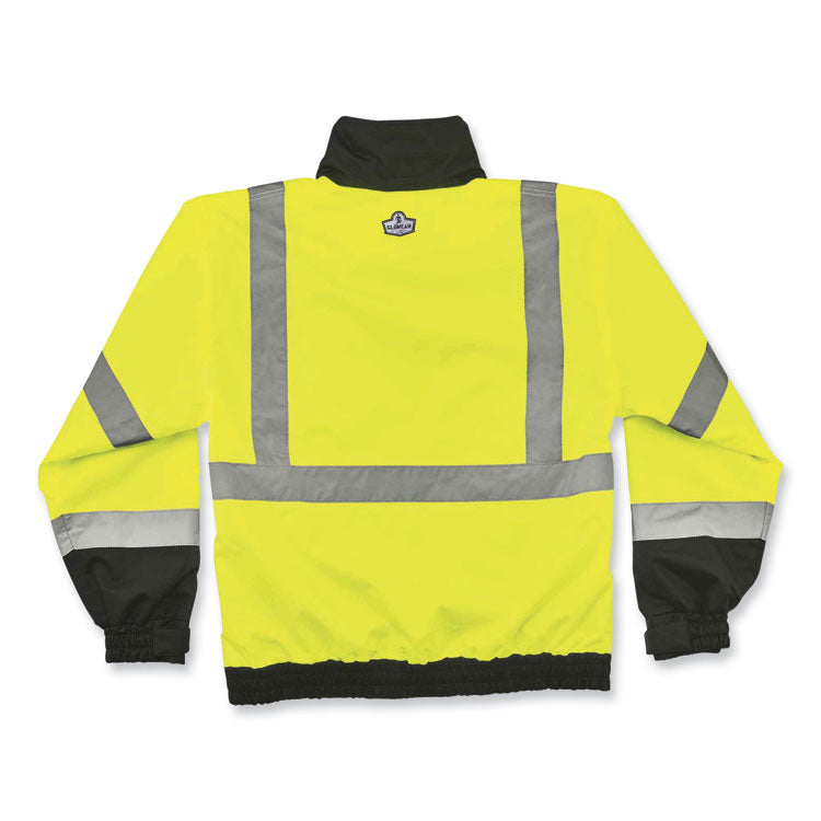 GloWear 8379 Class 3 Hi-Vis Fleece Lined Bomber Jacket, Lime, Large