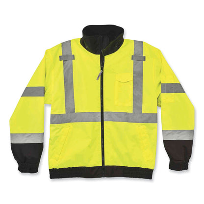 GloWear 8379 Class 3 Hi-Vis Fleece Lined Bomber Jacket, Lime, Large