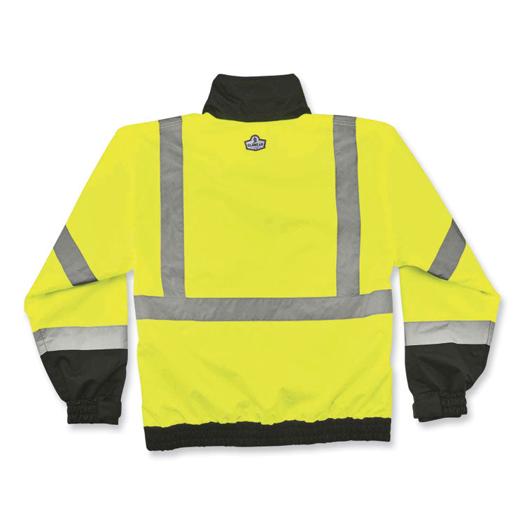 GloWear 8379 Class 3 Hi-Vis Fleece Lined Bomber Jacket, Lime, X-Large