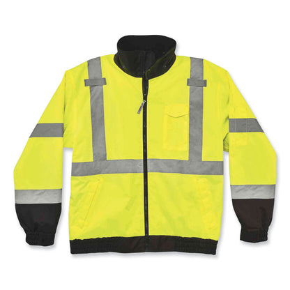GloWear 8379 Class 3 Hi-Vis Fleece Lined Bomber Jacket, Lime, X-Large