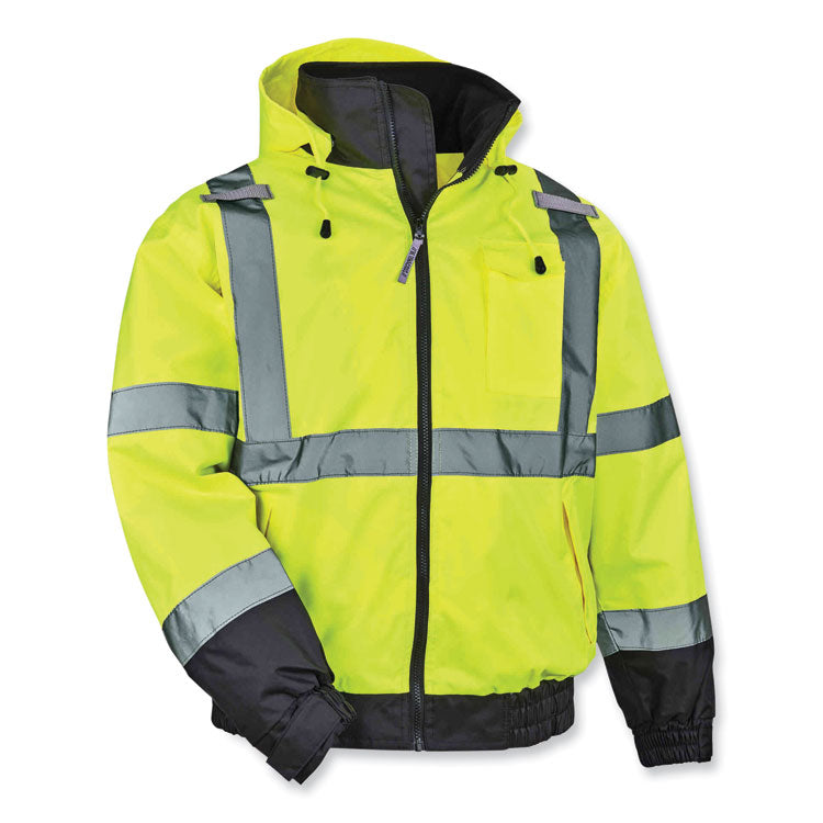 GloWear 8379 Class 3 Hi-Vis Fleece Lined Bomber Jacket, Lime, 3X-Large