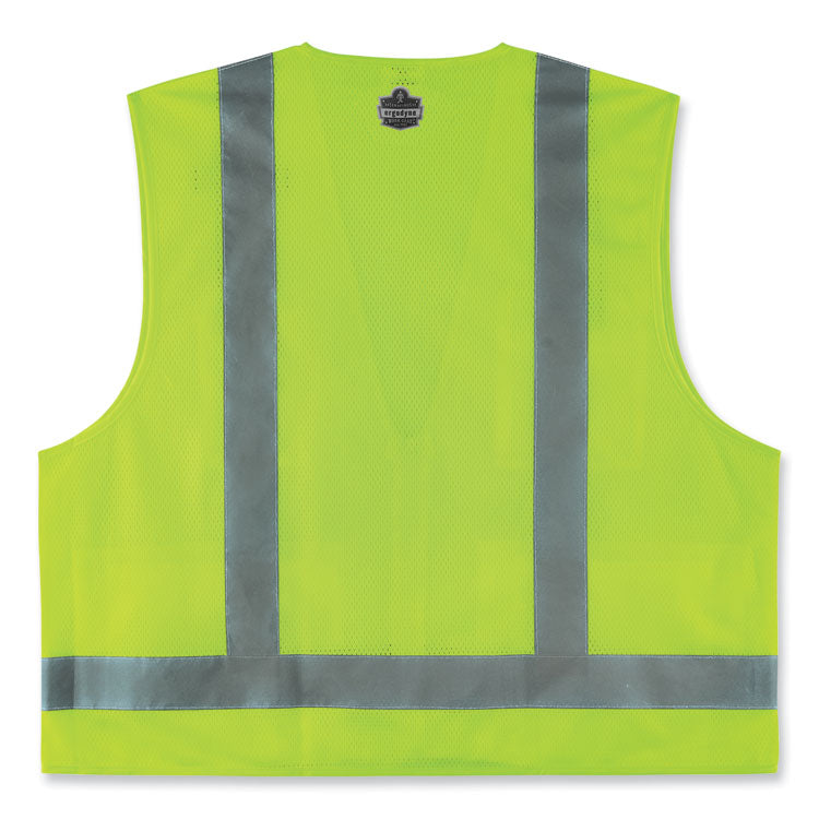 GloWear 8249Z-S Single Size Class 2 Economy Surveyors Zipper Vest, Polyester, X-Small, Lime