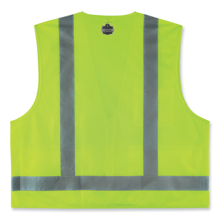 GloWear 8249Z-S Single Size Class 2 Economy Surveyors Zipper Vest, Polyester, Small, Lime