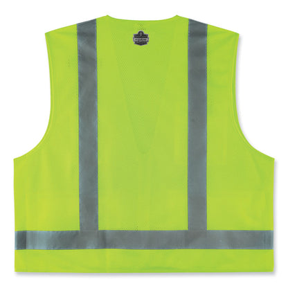 GloWear 8249Z-S Single Size Class 2 Economy Surveyors Zipper Vest, Polyester, Large, Lime