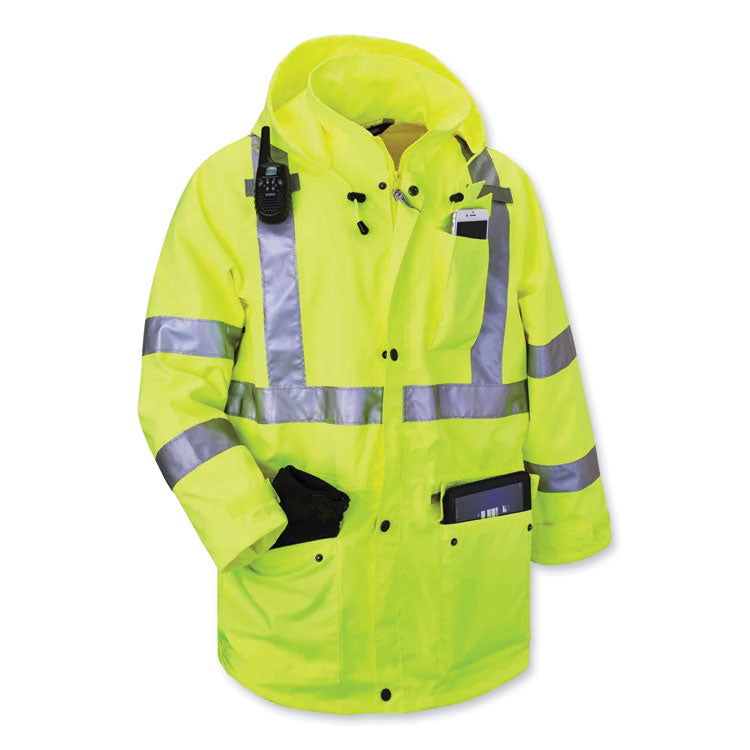 GloWear 8385 Class 3 Hi-Vis 4-in-1 Jacket, Medium, Lime
