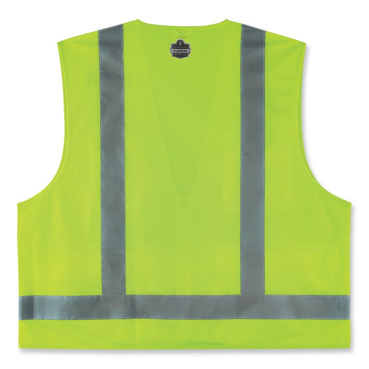 GloWear 8249Z-S Single Size Class 2 Economy Surveyors Zipper Vest, Polyester, X-Large, Lime