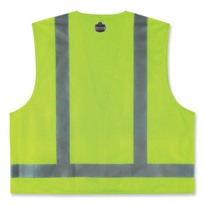 GloWear 8249Z-S Single Size Class 2 Economy Surveyors Zipper Vest, Polyester, X-Large, Lime