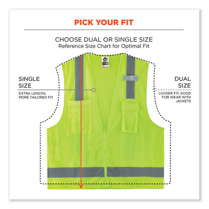 GloWear 8249Z-S Single Size Class 2 Economy Surveyors Zipper Vest, Polyester, 2X-Large, Lime