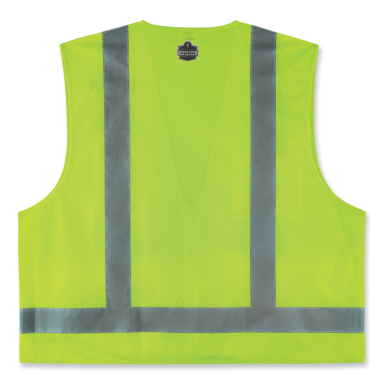 GloWear 8249Z-S Single Size Class 2 Economy Surveyors Zipper Vest, Polyester, 4X-Large, Lime