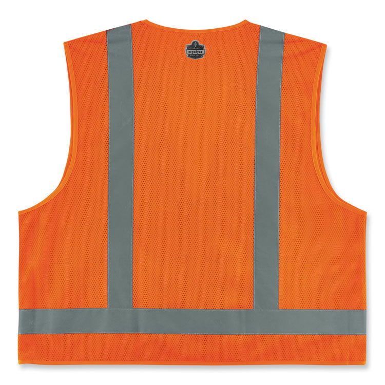 GloWear 8249Z-S Single Size Class 2 Economy Surveyors Zipper Vest, Polyester, Medium, Orange