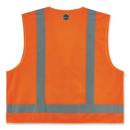 GloWear 8249Z-S Single Size Class 2 Economy Surveyors Zipper Vest, Polyester, Large, Orange