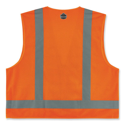 GloWear 8249Z-S Single Size Class 2 Economy Surveyors Zipper Vest, Polyester, X-Large, Orange