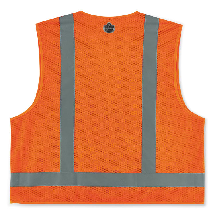 GloWear 8249Z-S Single Size Class 2 Economy Surveyors Zipper Vest, Polyester, 2X-Large, Orange