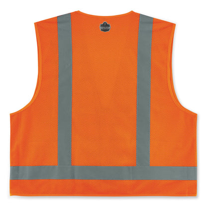GloWear 8249Z-S Single Size Class 2 Economy Surveyors Zipper Vest, Polyester, 2X-Large, Orange