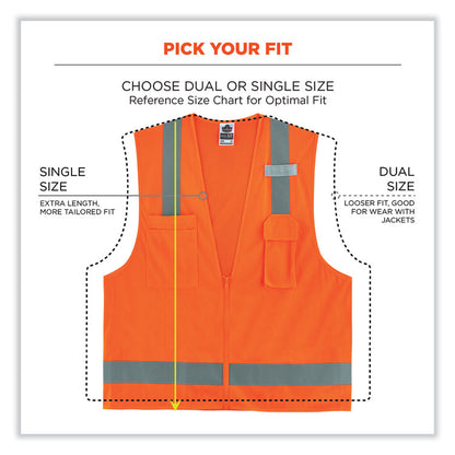 GloWear 8249Z-S Single Size Class 2 Economy Surveyors Zipper Vest, Polyester, 4X-Large, Orange