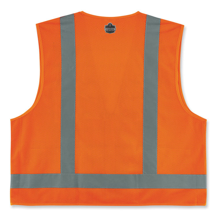 GloWear 8249Z-S Single Size Class 2 Economy Surveyors Zipper Vest, Polyester, 5X-Large, Orange