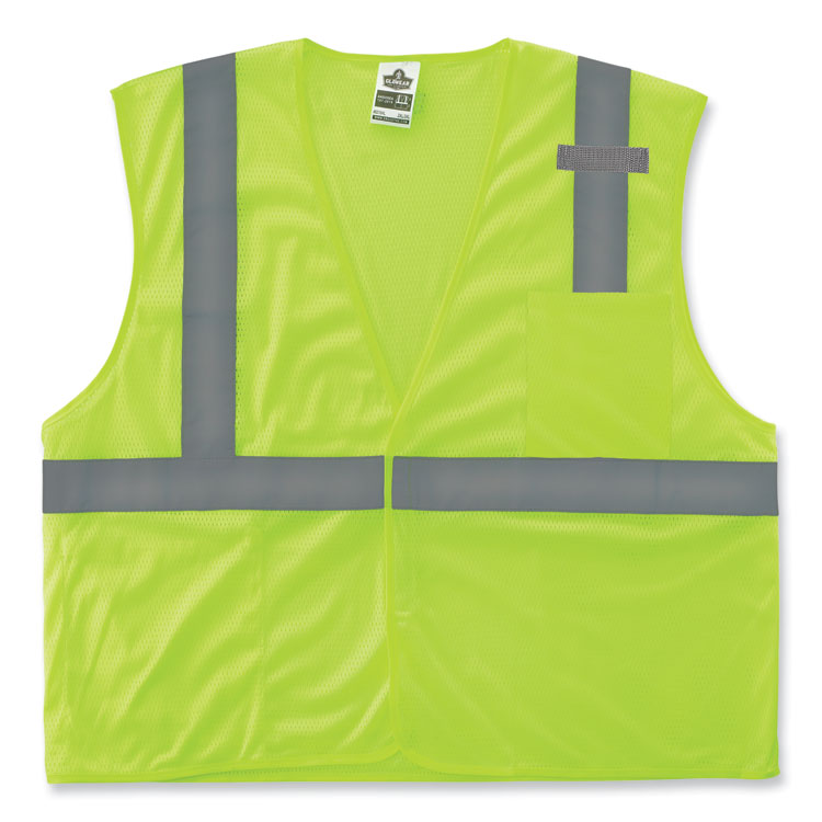 GloWear 8210HL-S Single Size Class 2 Economy Mesh Vest, Polyester, X-Small, Lime