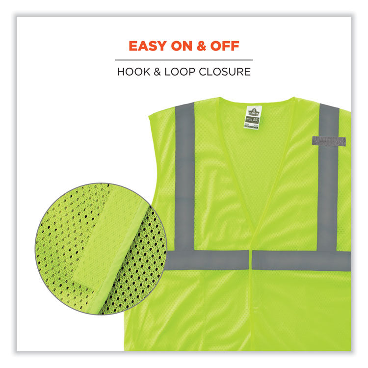 GloWear 8210HL-S Single Size Class 2 Economy Mesh Vest, Polyester, Small, Lime