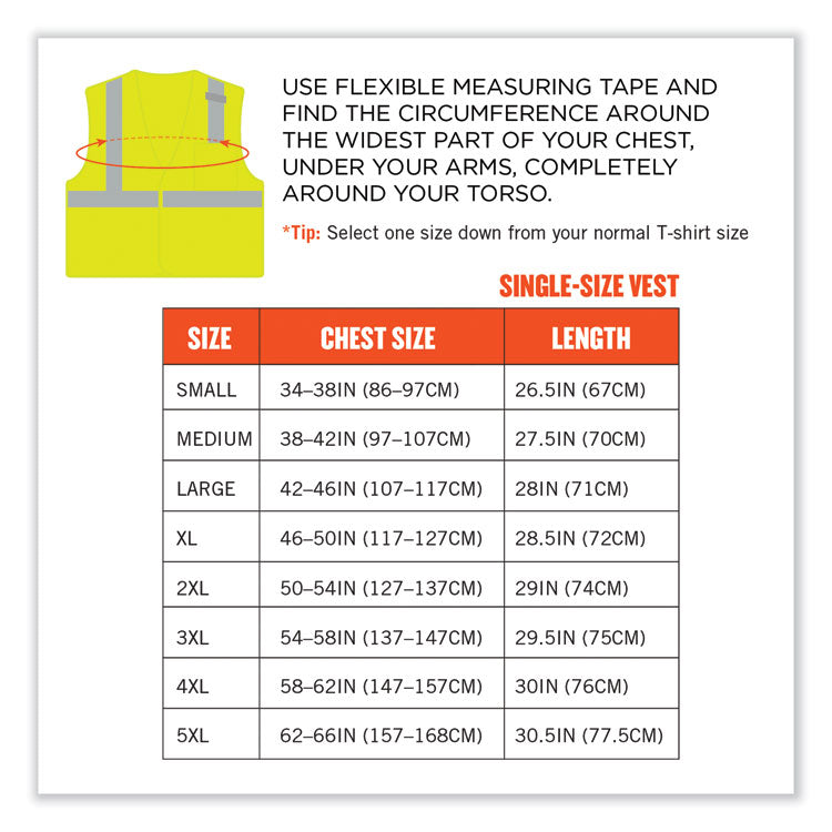 GloWear 8210HL-S Single Size Class 2 Economy Mesh Vest, Polyester, Small, Lime