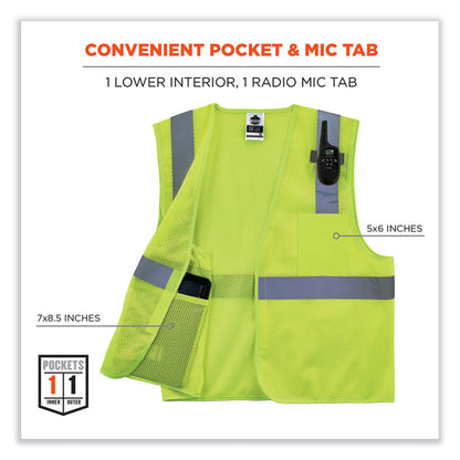 GloWear 8210HL-S Single Size Class 2 Economy Mesh Vest, Polyester, Medium, Lime