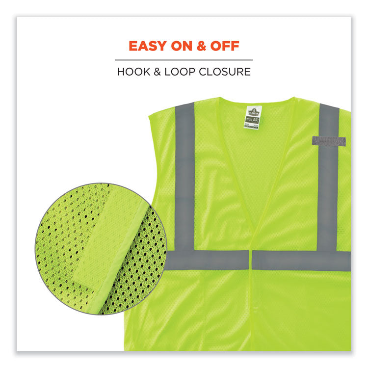 GloWear 8210HL-S Single Size Class 2 Economy Mesh Vest, Polyester, X-Large, Lime