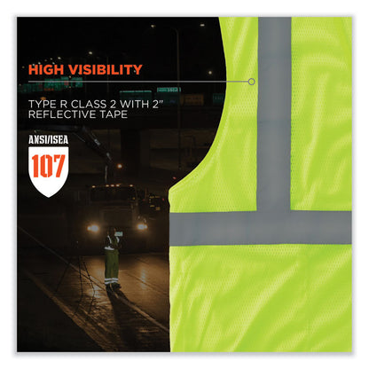 GloWear 8210HL-S Single Size Class 2 Economy Mesh Vest, Polyester, 2X-Large, Lime