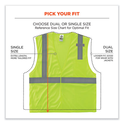 GloWear 8210HL-S Single Size Class 2 Economy Mesh Vest, Polyester, 2X-Large, Lime
