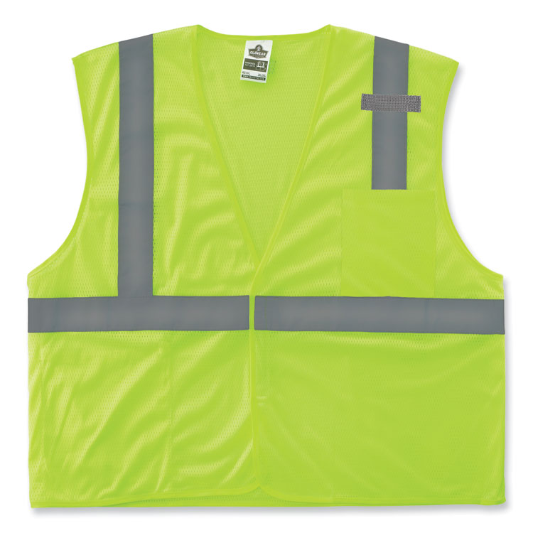 GloWear 8210HL-S Single Size Class 2 Economy Mesh Vest, Polyester, 2X-Large, Lime