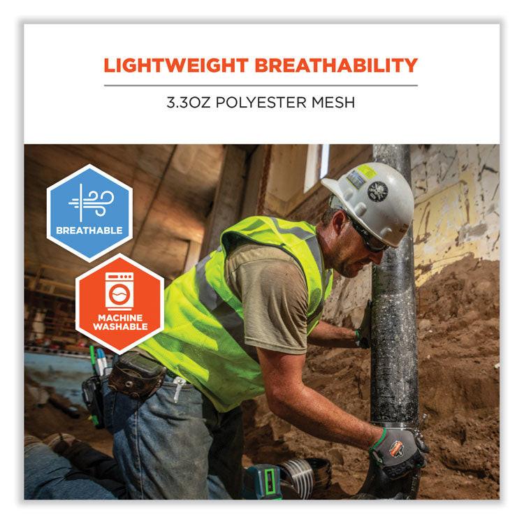 GloWear 8210HL-S Single Size Class 2 Economy Mesh Vest, Polyester, 4X-Large, Lime