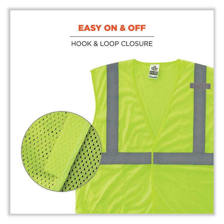 GloWear 8210HL-S Single Size Class 2 Economy Mesh Vest, Polyester, 4X-Large, Lime