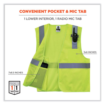 GloWear 8210HL-S Single Size Class 2 Economy Mesh Vest, Polyester, 5X-Large, Lime