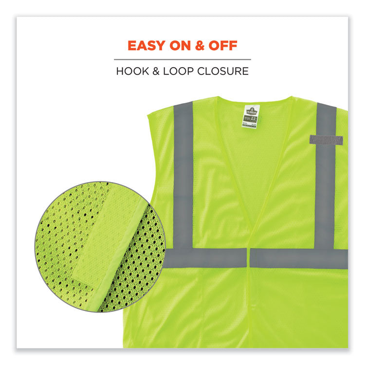 GloWear 8210HL-S Single Size Class 2 Economy Mesh Vest, Polyester, 5X-Large, Lime