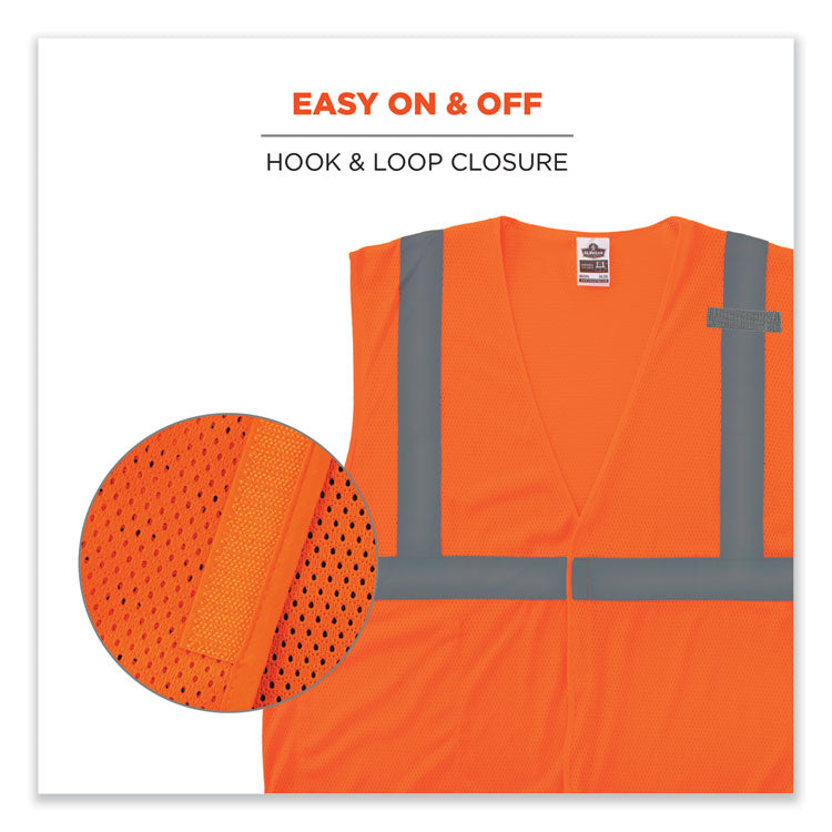 GloWear 8210HL-S Single Size Class 2 Economy Mesh Vest, Polyester, Small, Orange