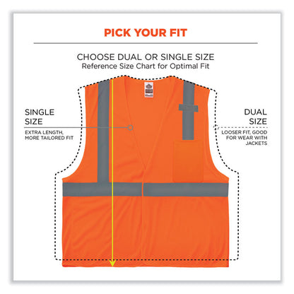 GloWear 8210HL-S Single Size Class 2 Economy Mesh Vest, Polyester, Small, Orange