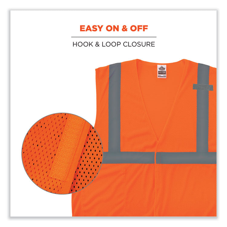 GloWear 8210HL-S Single Size Class 2 Economy Mesh Vest, Polyester, Medium, Orange