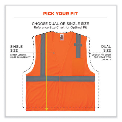 GloWear 8210HL-S Single Size Class 2 Economy Mesh Vest, Polyester, Medium, Orange