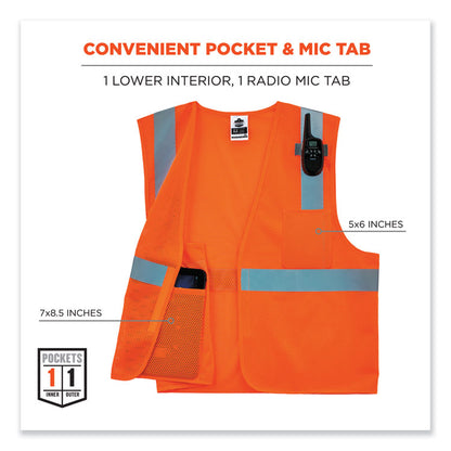 GloWear 8210HL-S Single Size Class 2 Economy Mesh Vest, Polyester, X-Large, Orange