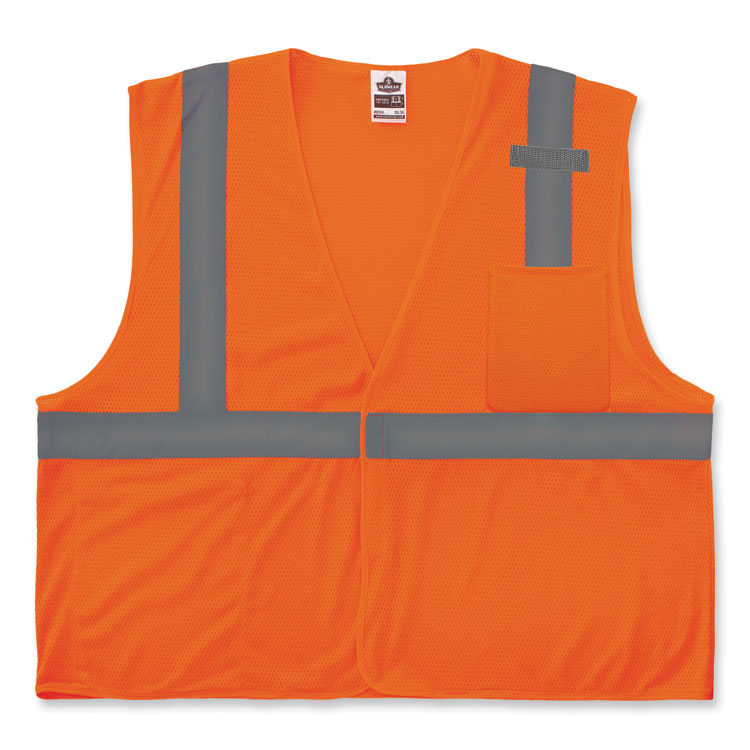 GloWear 8210HL-S Single Size Class 2 Economy Mesh Vest, Polyester, X-Large, Orange