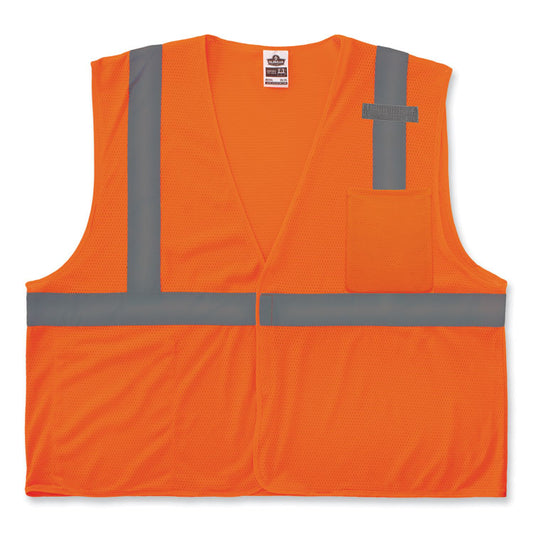 GloWear 8210HL-S Single Size Class 2 Economy Mesh Vest, Polyester, 2X-Large, Orange