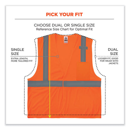 GloWear 8210HL-S Single Size Class 2 Economy Mesh Vest, Polyester, 3X-Large, Orange