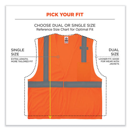 GloWear 8210HL-S Single Size Class 2 Economy Mesh Vest, Polyester, 5X-Large, Orange