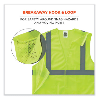 GloWear 8215BA-S Single Size Class 2 Economy Breakaway Mesh Vest, Polyester, X-Small, Lime